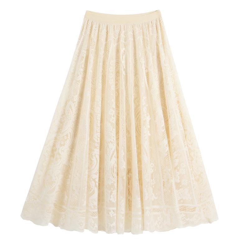 Plus Size Women'S Chubby Girl Skirt High Waist Mesh Skirt Mid-Length Slimming Fairy Skirt Veil Skirt Lace Long Skirt For Summer - Image 5
